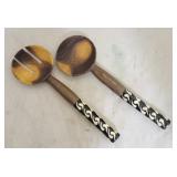 Wooden Salad Set w/ Accent Handles