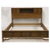 Bamboo motif bookcase headboard bed