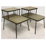 Mid-century pair of metal base step down tables