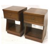 Pair mid-century one drawer bedside stands