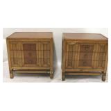 Vintage matched pair bedside stands w/ brass