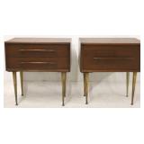 Pair vintage mid-century stands on metal legs