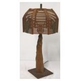Vintage driftwood style lamp with wood shade
