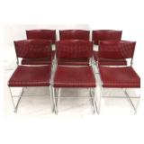 Blockhouse set of 6 stacking chrome base chairs