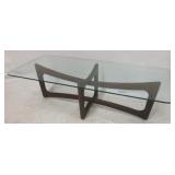Glass top coffee table, Pearsall style