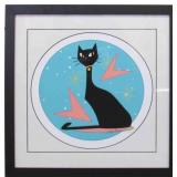 MCM Cat on Blue Giclee Signed by Ivy Lowe