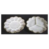 Milk glass deviled egg plate & relish plate