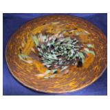 Large shallow art glass bowl