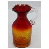 Blenko crackle glass amberina pitcher