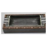 L E Mason Co bronze & glass ashtray