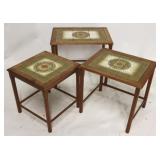 Signed Denmark tile top 3 pc stacking table set