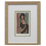 PORTRAIT OF A WOMAN WITH HAT PRINT BY MODIGLIANI