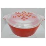 Pyrex red Friendship casserole with lid