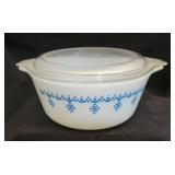Pyrex Snowflake Blue covered dish