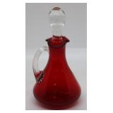 Red crackle glass cruet