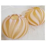 Pair art glass lamp globes