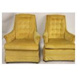 Brookwood pair vintage gold tufted arm chairs