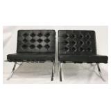 Pair chrome Barcelona lounge chairs