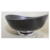 Vintage black serving bowl on metal base