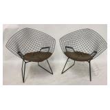 Vintage Knoll Bertoia diamond wire chairs & pads