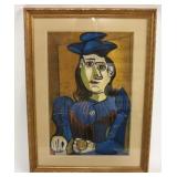 Framed Picasso print of a lady