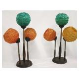 Vintage pair mid-century spun acrylic ball lamps