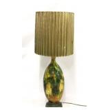 Large mid-century multi glaze bulbous lamp