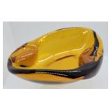 Vintage amber Murano glass ashtray