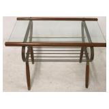 Glass top mid-century cocktail table