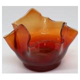 Freeform red ombre glass bowl