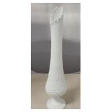 Milk glass hobnail swung 20" vase