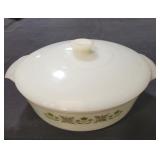 Fire King Meadow Green covered casserole