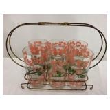 Vintage 6 tumblers in rack