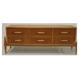 Floating top mid-century 6 drawer console