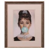 AUDREY HEPBURN BLOWING BUBBLEGUM