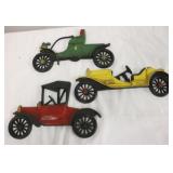 3 Metal car wall hangers, signed
