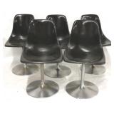 5 Vintage tulip swivel chairs on chrome pedestals