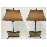 Pair canoe style lamps