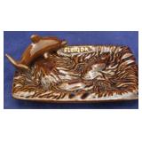Pottery ashtray with dolphin, Florida souvenir
