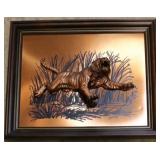 John Louw 3D copper finish tiger in frame
