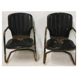 Pair vintage metal outdoor chairs