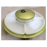 Vintage Lazy Susan Chip & Dip Set w/ covered dish