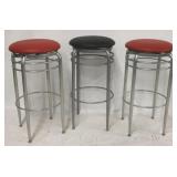 He-sheeng Set of 3 barstools, 2 red, 1 black