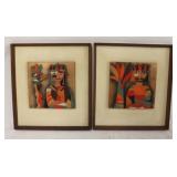 Pair mid-century wall art