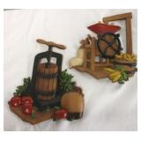 2 Metal wall hangers, signed Homco