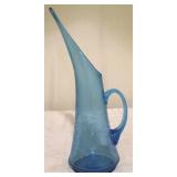 Blenko blue glass tall pitcher