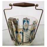 Vintage atomic style glass ice bucket w/ tongs