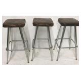 Set of 3 chrome base square barstools