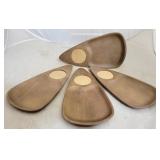 Set of 4 Hardwood Snack Trays