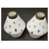 Pair Fenton white thumbprint lamp shades